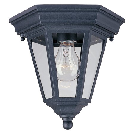 Maxim One Light Black Clear Glass Outdoor Flush Mount 1027BK